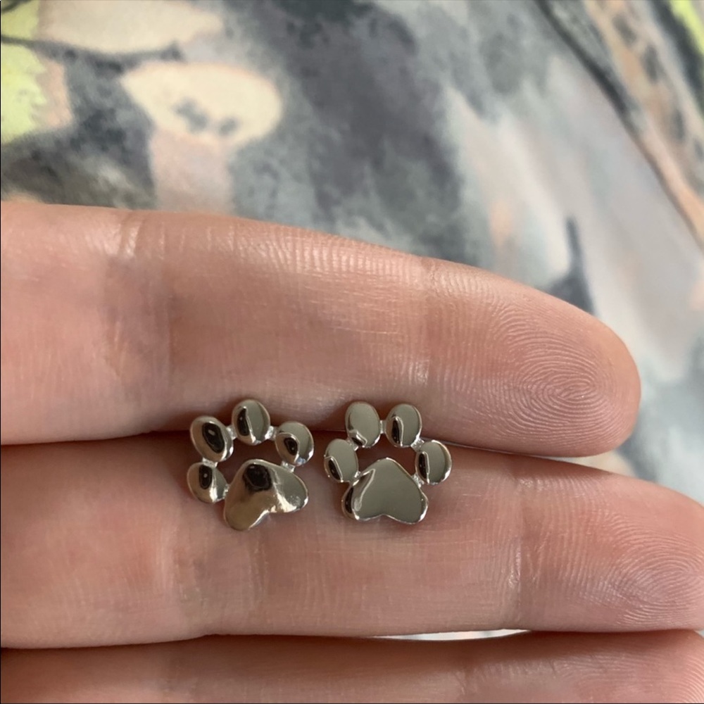 S925 Dog Cat Footprint Earrings - Picture 3 of 5